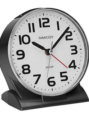 Analog Alarm Clock Silent Non Ticking Battery Operated Snooze Night Light